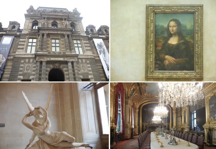 Museu do Louvre: Faixada do Museu do Louvre; Monalisa; Aposentos de Napoleão; Psique revivida pelo beijo de Eros