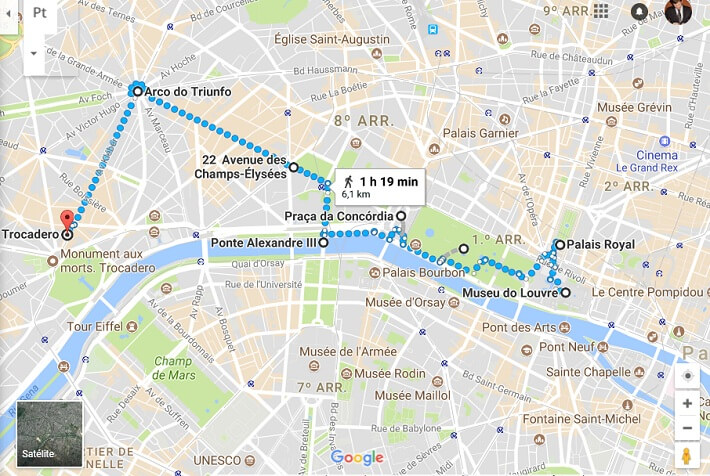 Mapa dia 1 em Paris