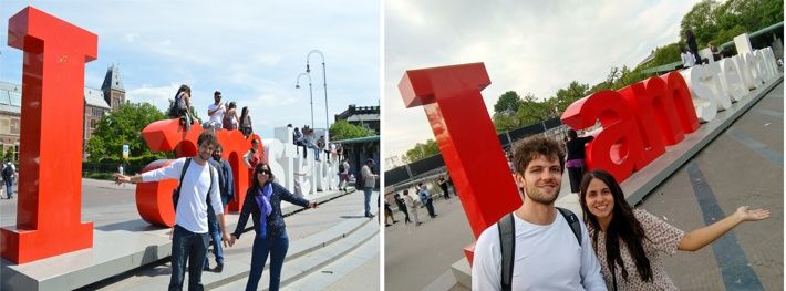 Foto tirada na frente da placa e foto tirada atrás da placa e depois espelhada.