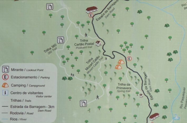 A trilha 360 pega parte da trilha cartão postal e trilha do mirante Mozart